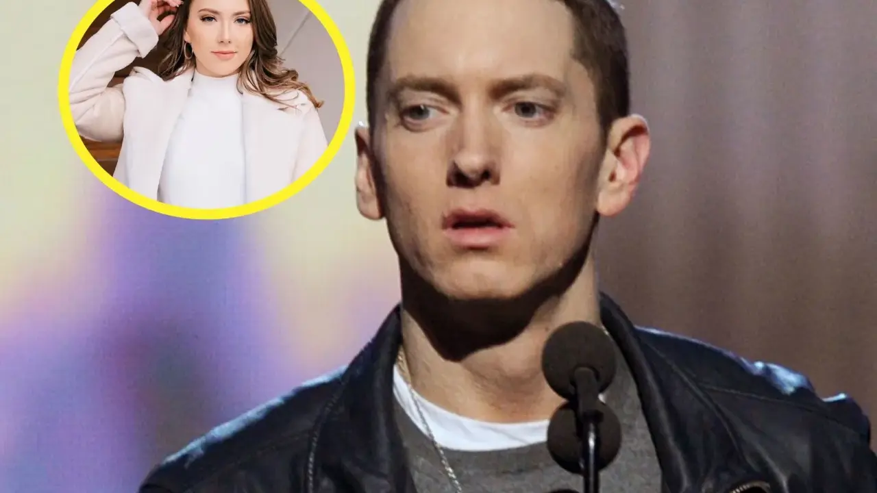 Eminem na scenie, a obok jego córka Hailie. Ile dzieci ma Eminem? Tylko jedno, Hailie.