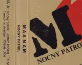 Okładka płyty MAANAM "NOCNY PATROL". Tekst piosenki "czekam na wiatr co rozgoni" jest częścią tytułów utworów.