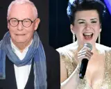 Mężczyzna w okularach i szaliku obok kobiety, która śpiewa "Mam tę moc".