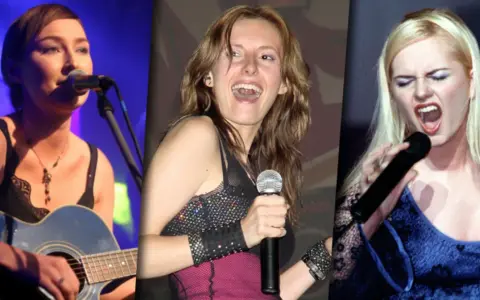 Trzy wokalistki na scenie. Jedna gra na gitarze, dwie śpiewają do mikrofonu. Kto śpiewa orła cień?