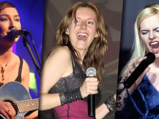 Trzy wokalistki na scenie. Jedna gra na gitarze, dwie śpiewają do mikrofonu. Kto śpiewa orła cień?