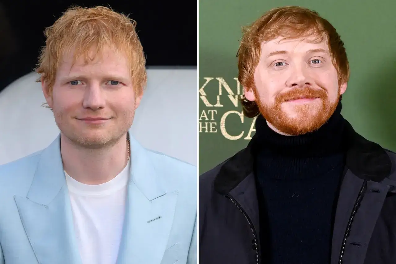 Ed Sheeran i Rupert Grint, kt&oacute;ry grał Rona Weasleya w Harrym Potterze, obok siebie.