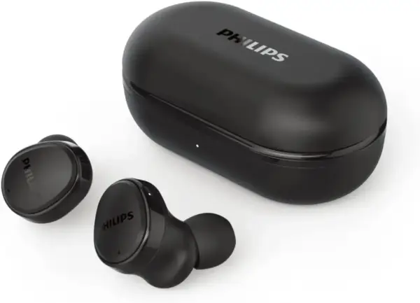 Czarne słuchawki bezprzewodowe Philips TAT2206 z etui. Dowiedz się, jak wyłączyć słuchawki bezprzewodowe Philips TAT2206.